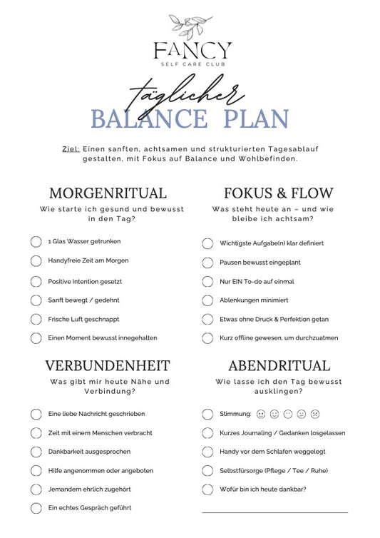 täglicher Balance Plan